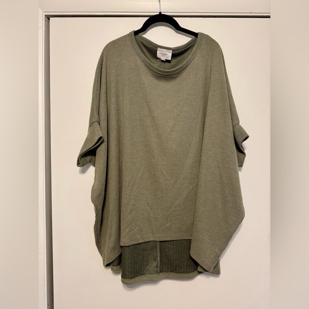 ANDREE Textured Olive Knit Top
